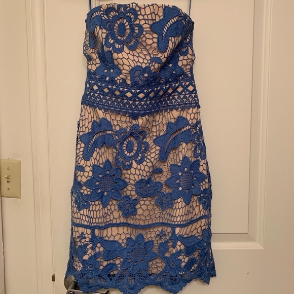 Endless Rose Blue Strapless Lace Dress - Picture 2 of 4
